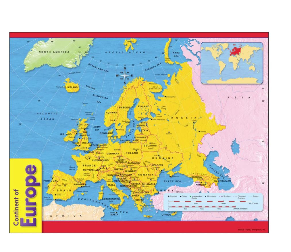 Continent of Europe Learning Chart