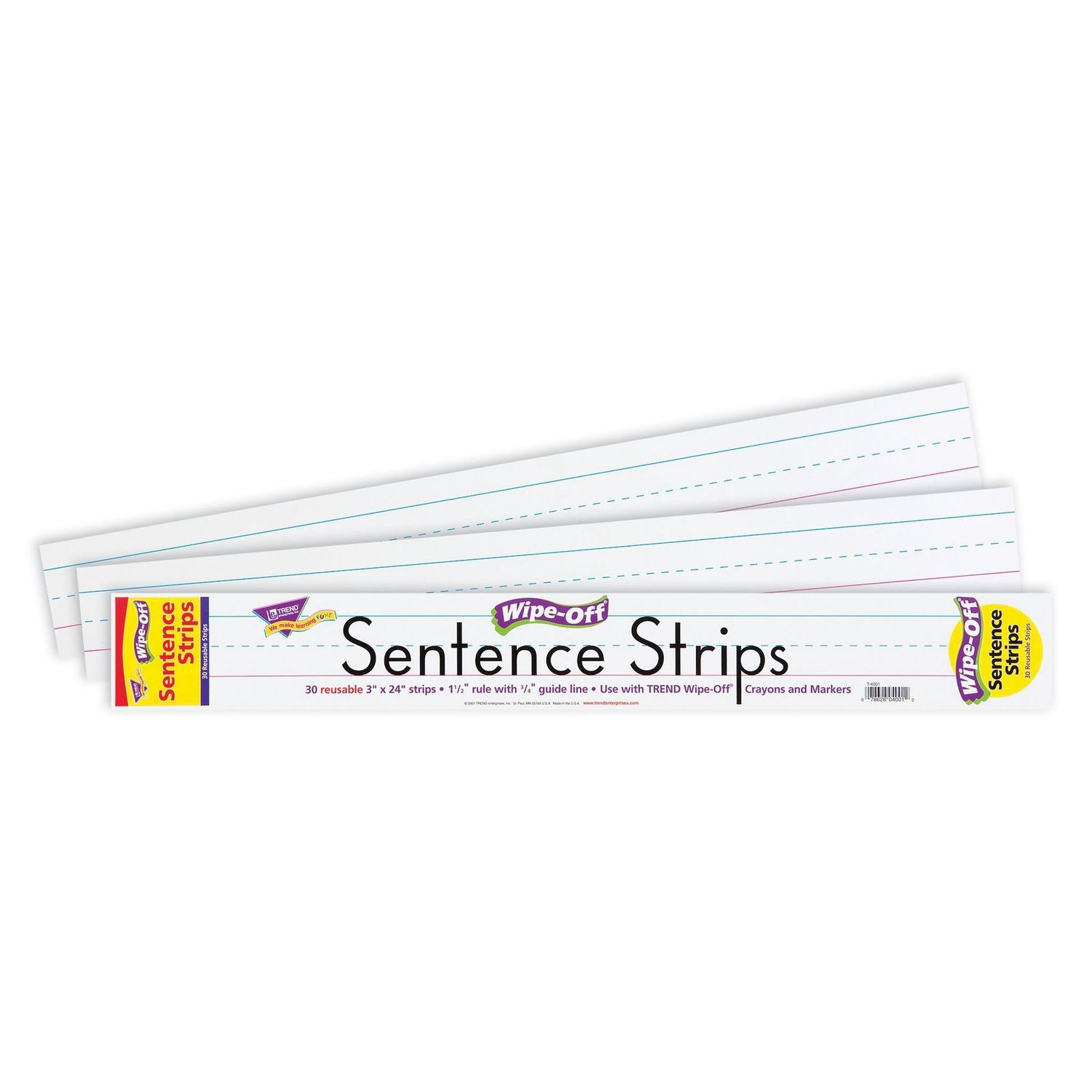 24-Inch White Wipe-Off¬Æ Sentence Strips