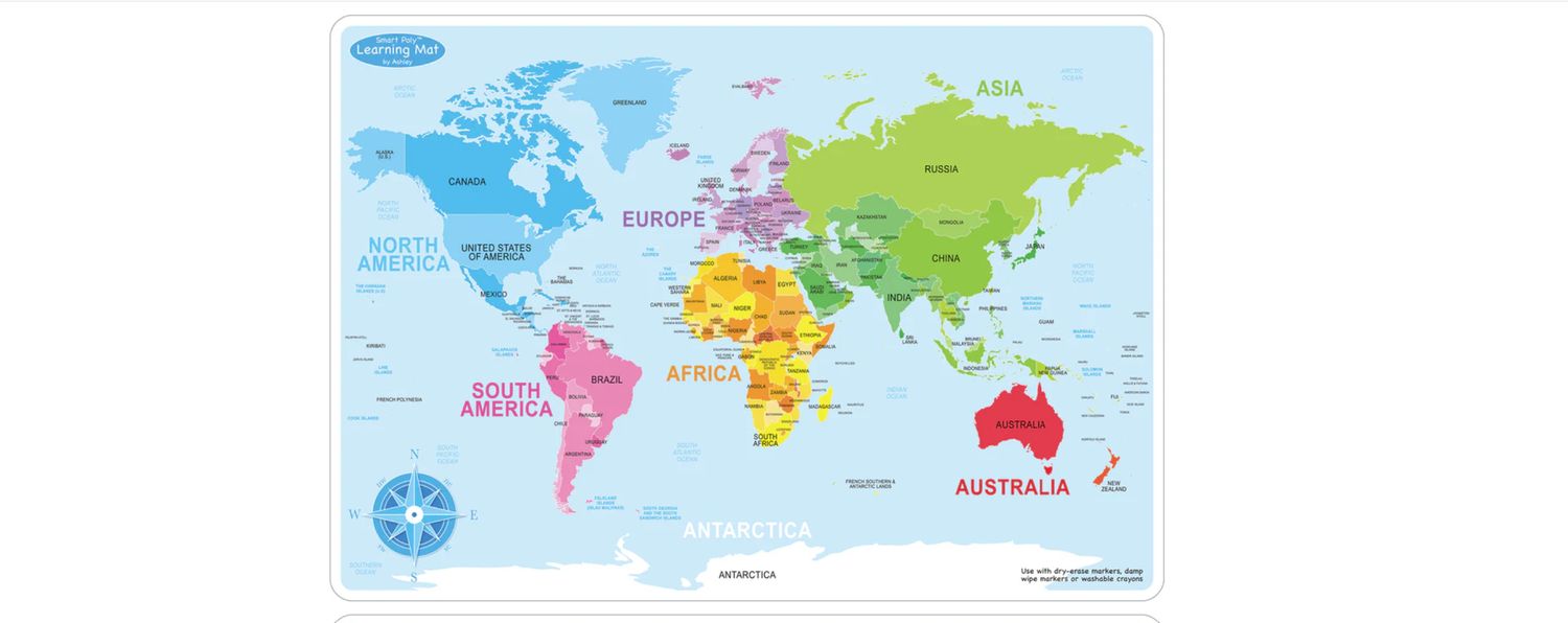 World Map Basic Smart Poly Learning Mat
