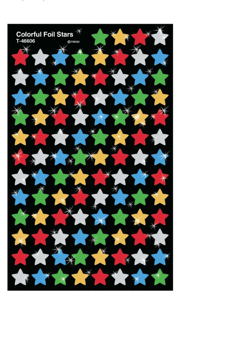 Colorful Stars Super Shapes Stickers Foil