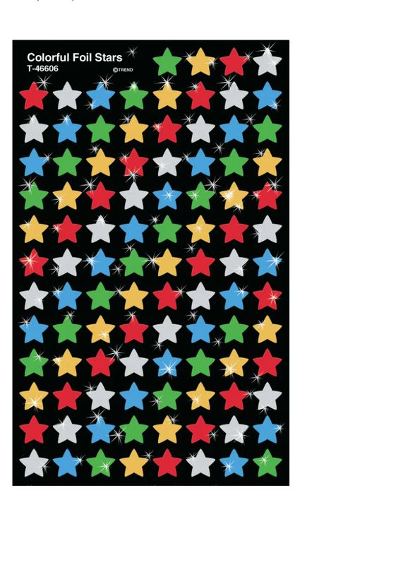 Colorful Stars Super Shapes Stickers Foil