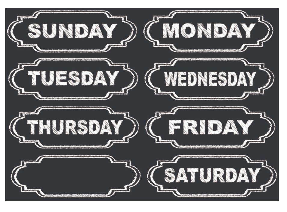 Days of Week Die Cut Magnets