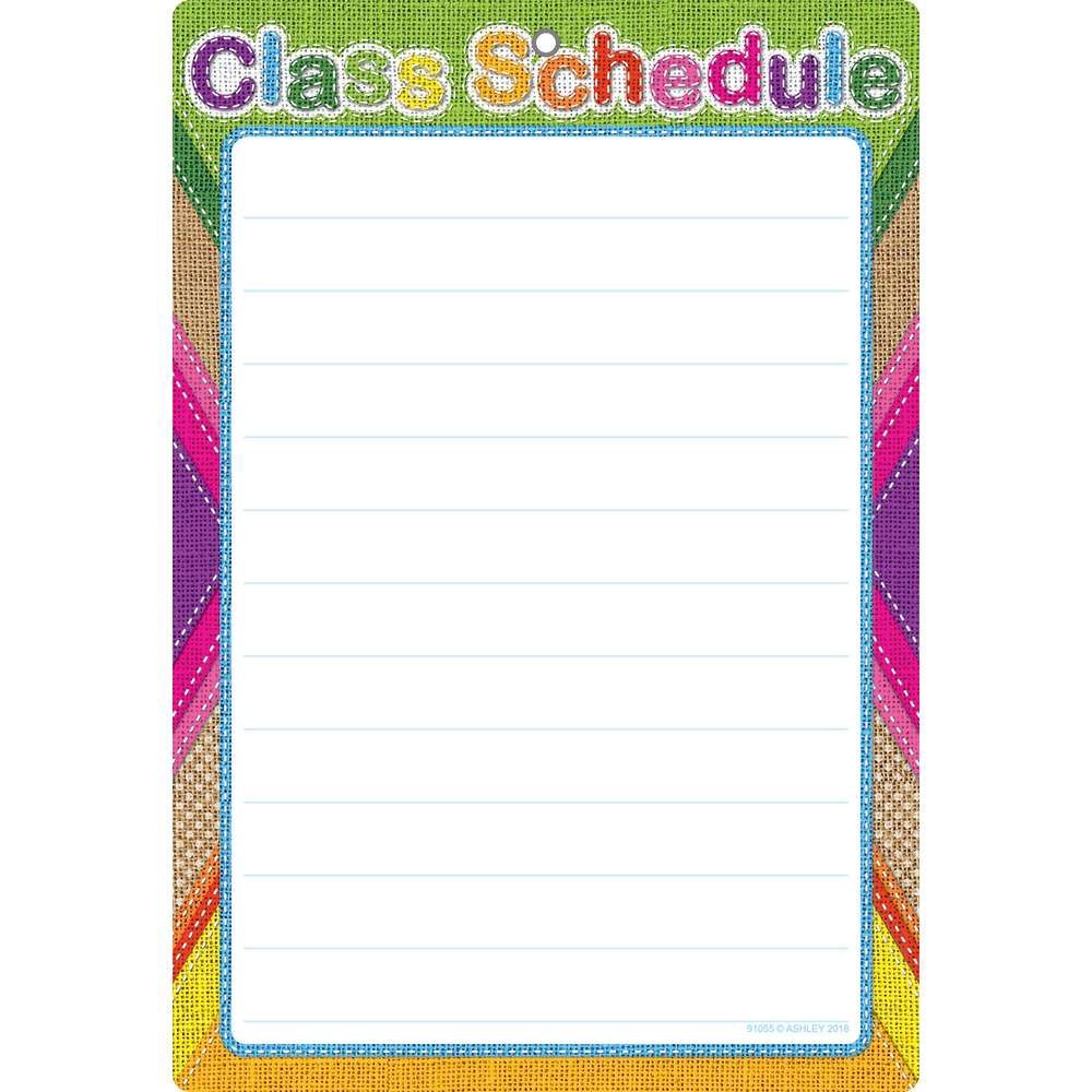 Smart Poly Chart 13&quot;X19&quot;, Burlap Stitched Class Schedule Grommett