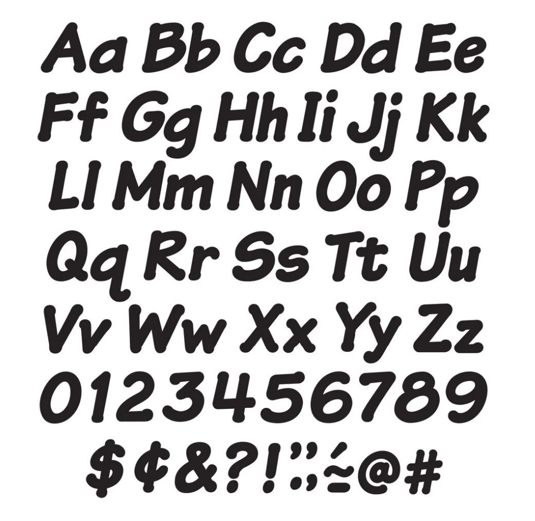 Black 4-Inch Italic Uppercase/Lowercase Combo Pack (English/Spanish) Ready Letters