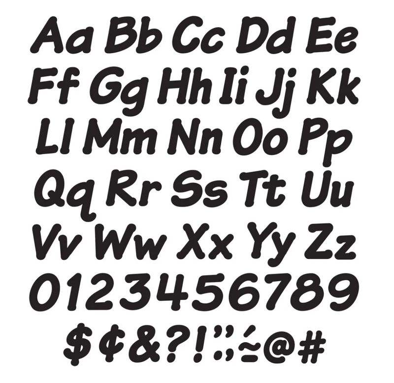Black 4-Inch Italic Uppercase/Lowercase Combo Pack (English/Spanish) Ready Letters