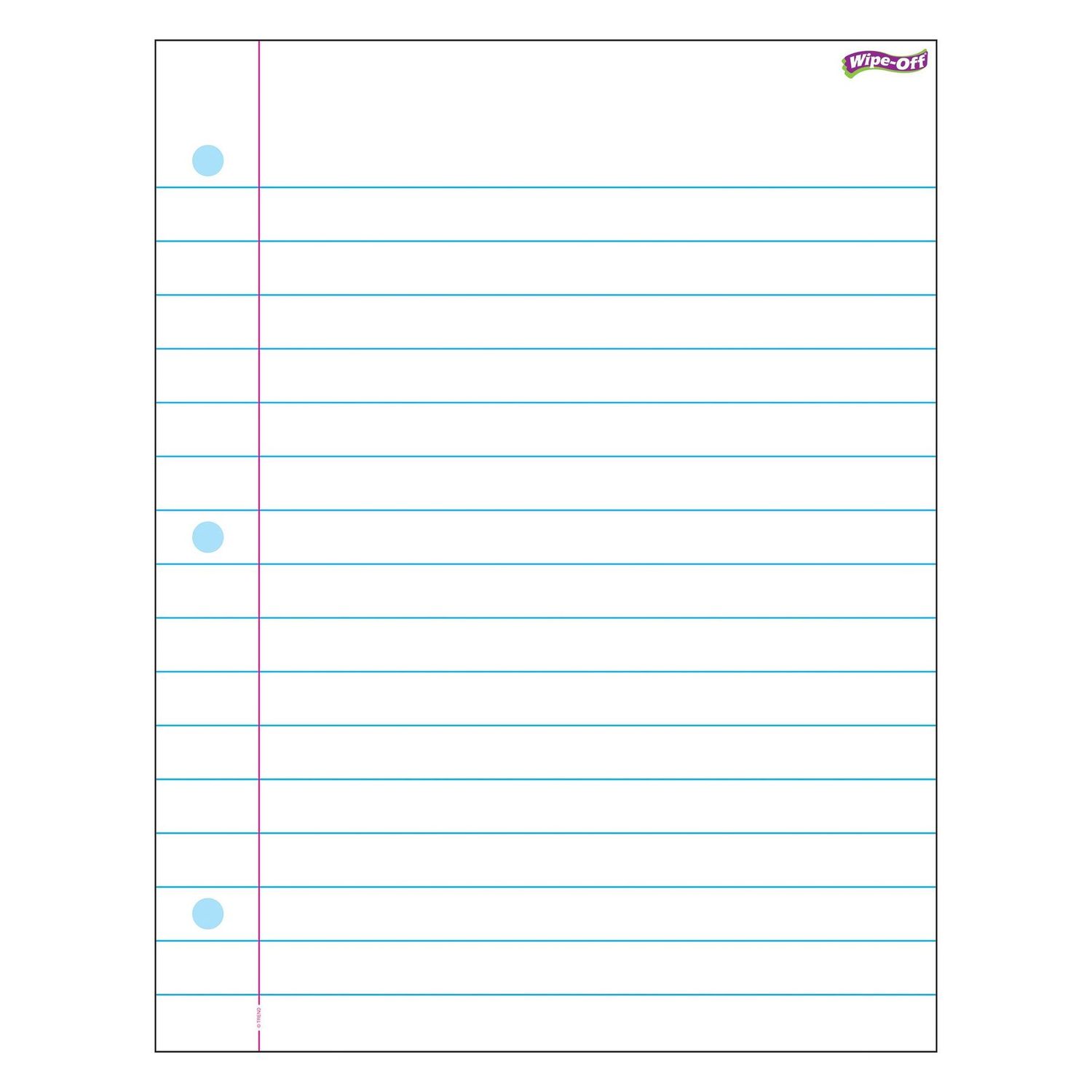 Notebook Paper Wipe-Off Chart