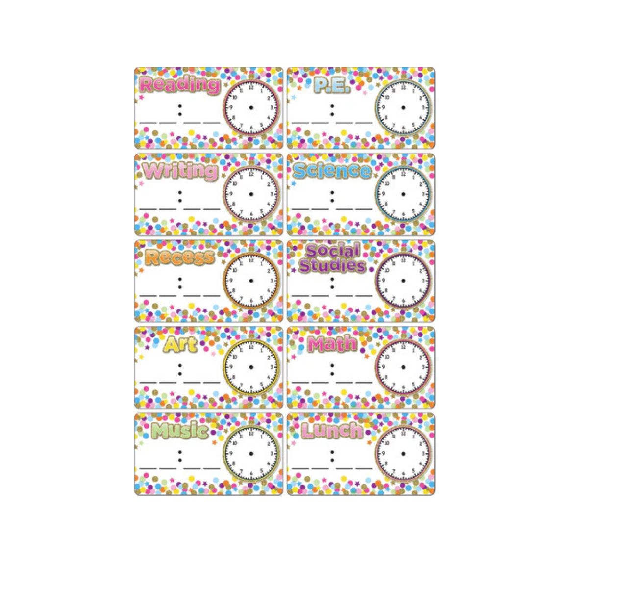 Die-Cut Magnets, Confetti Schedule Cards
