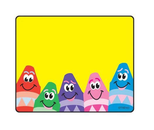Colorful Crayons Name Tags