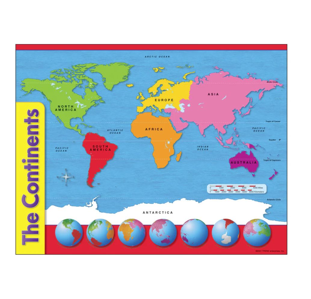 The Continents Learning Chart