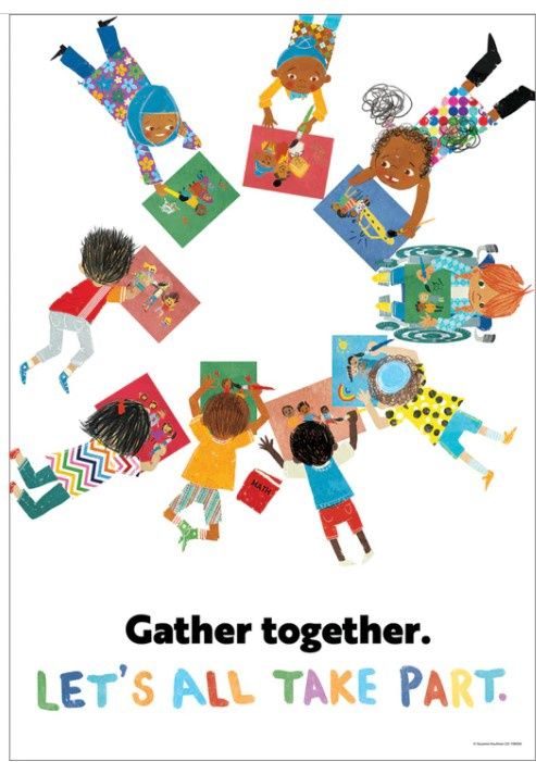 All are Welcome Gather together. Let&#39;s all take part. Poster