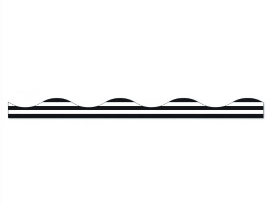 Magnetic Scalloped Black Horizontal Stripes on White