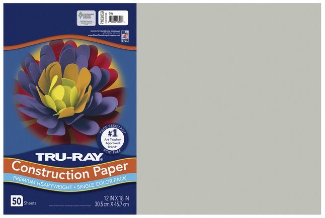Gray 9x12 (50/pk) TruRay Construction Paper