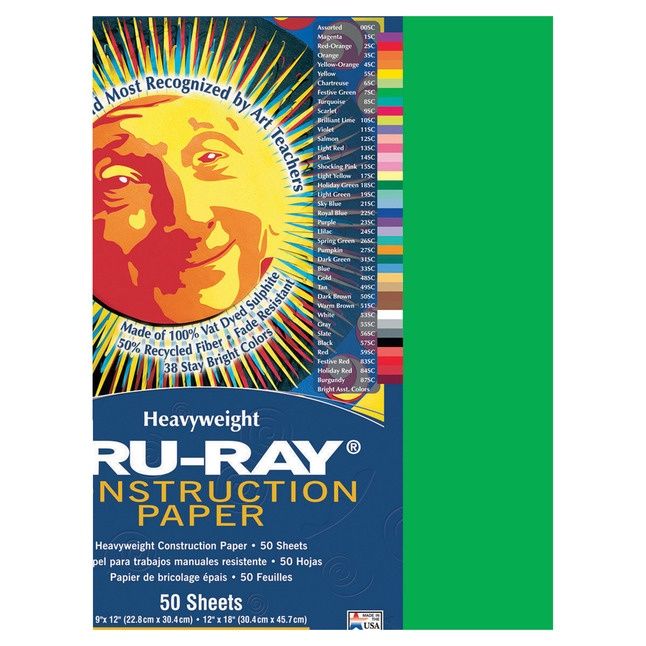 Festive Green 12x18 (50/pk) TruRay Construction Paper