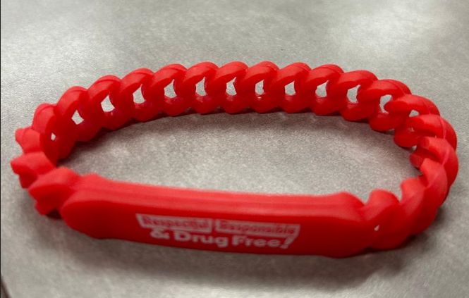 Red Ribbon Drug Free Silicone Bracelet