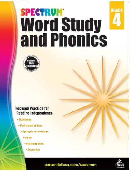 GR 4 Spectrum Word Study and Phonics Workbook Paperback