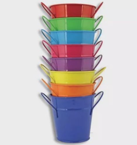 Blue Metal Bucket with Ear Handles