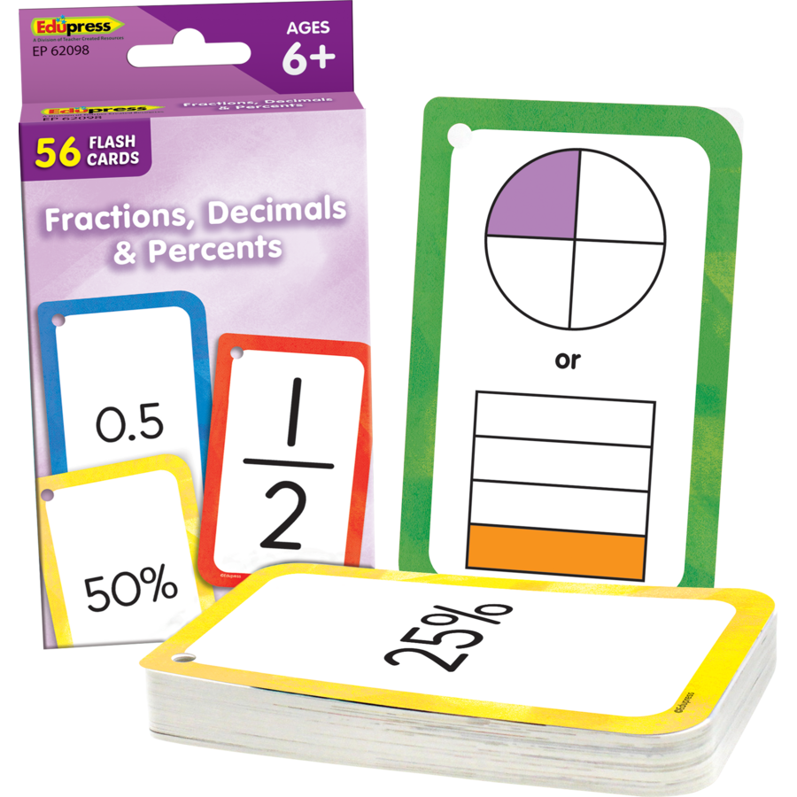 Fractions, Decimals &amp; Percents Flash Cards