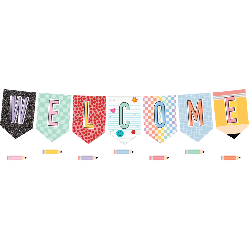 Cool for School Pennants Welcome Bulletin Board Set