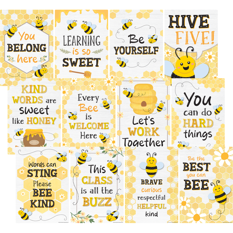 Buzzing Bees Positive Sayings Small Poster Pack