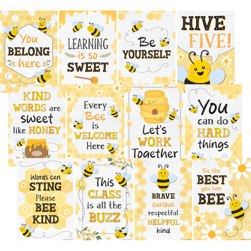 Buzzing Bees Positive Sayings Small Poster Pack