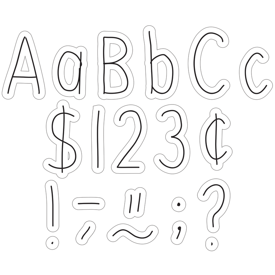 Black on White Hand Drawn 4&quot; Letters Combo Pack