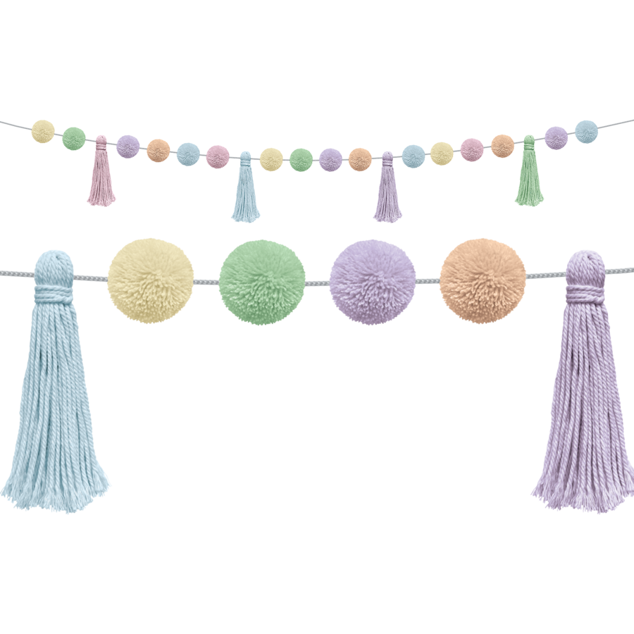 Pastel Pop Pom-Poms and Tassels Garland