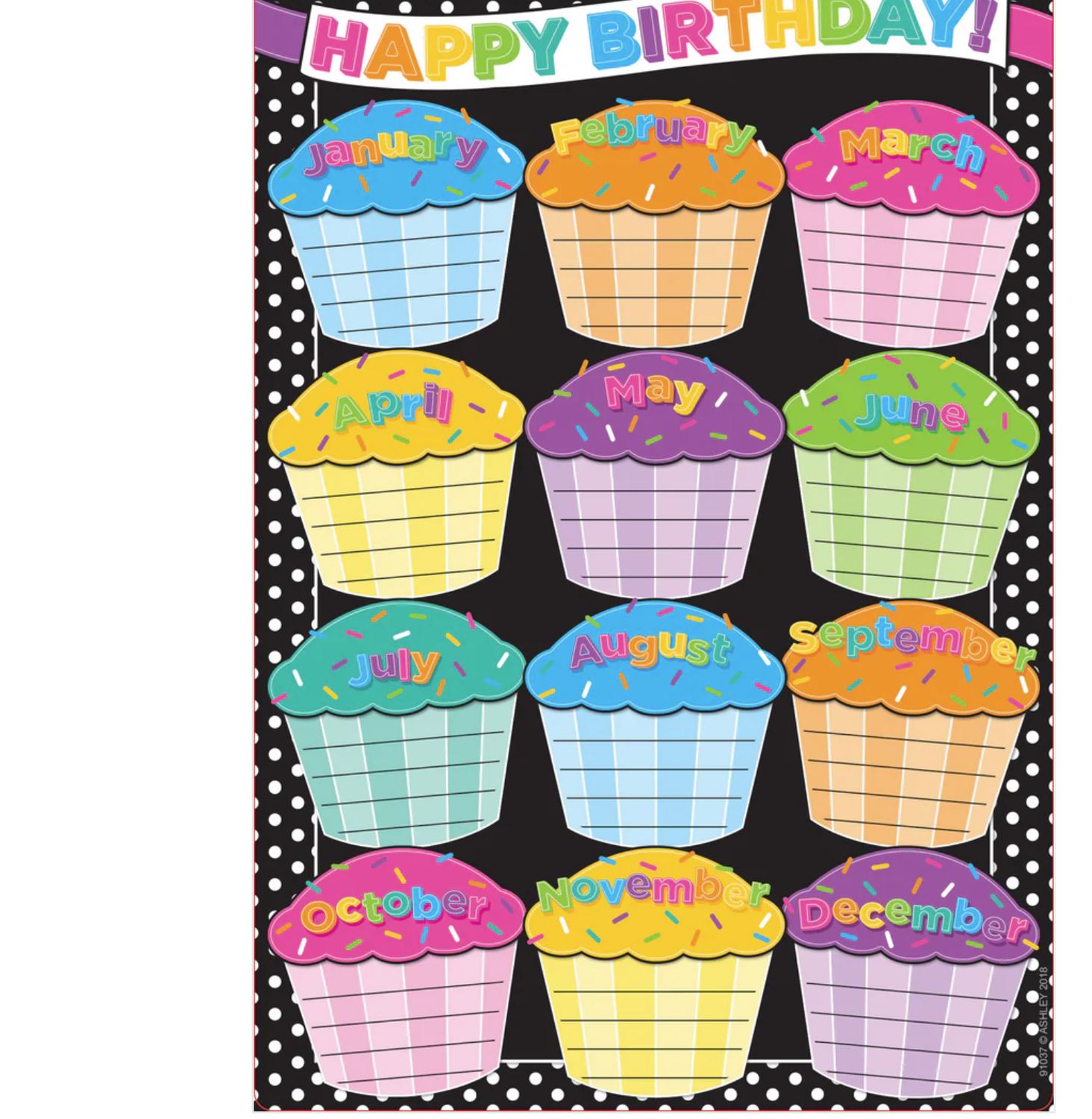 Happy Birthday Polka Dots 13&quot; x 19&quot; Smart Poly® Chart