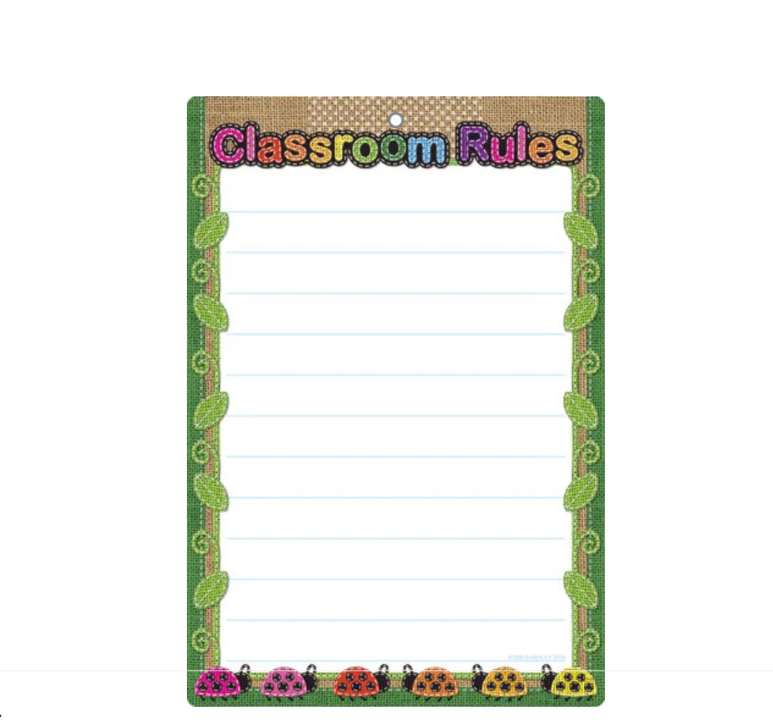 Classroom Rules Smart Poly® Chart, 13&quot; x 19&quot;, Burlap Stitched