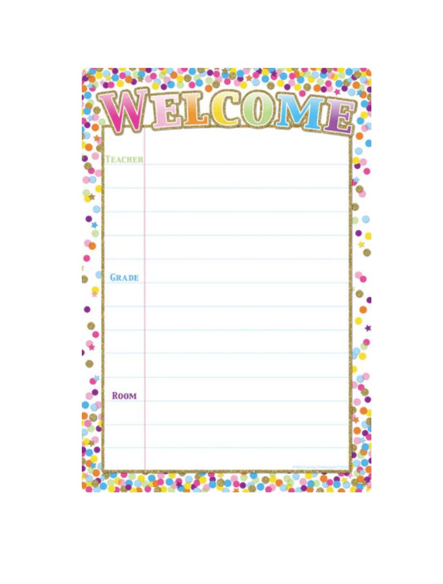 Confetti Welcome 13&quot; x 19&quot; Smart Poly® Chart