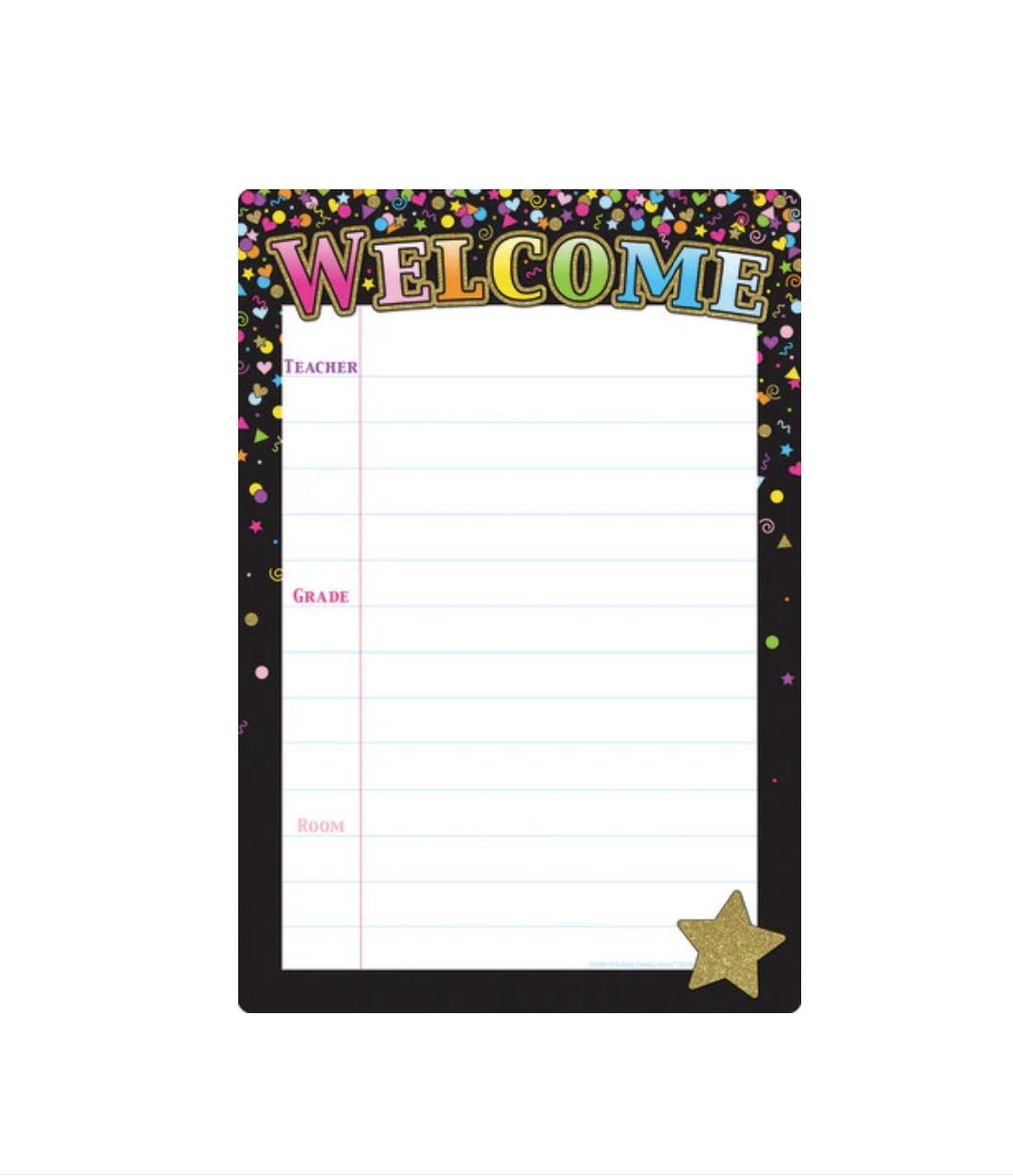 Black Confetti Welcome 13&quot; x 19&quot; Smart Poly® Chart