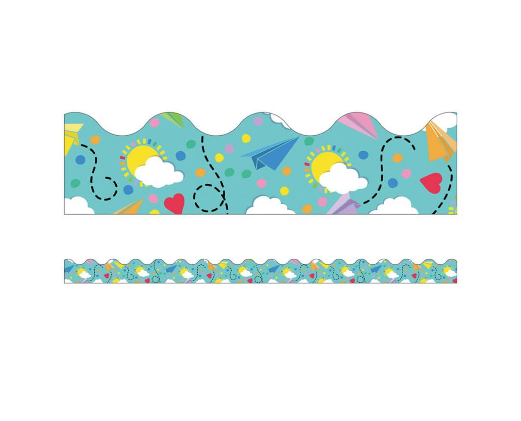 Happy Place Paper Airplanes Scalloped Border Trim