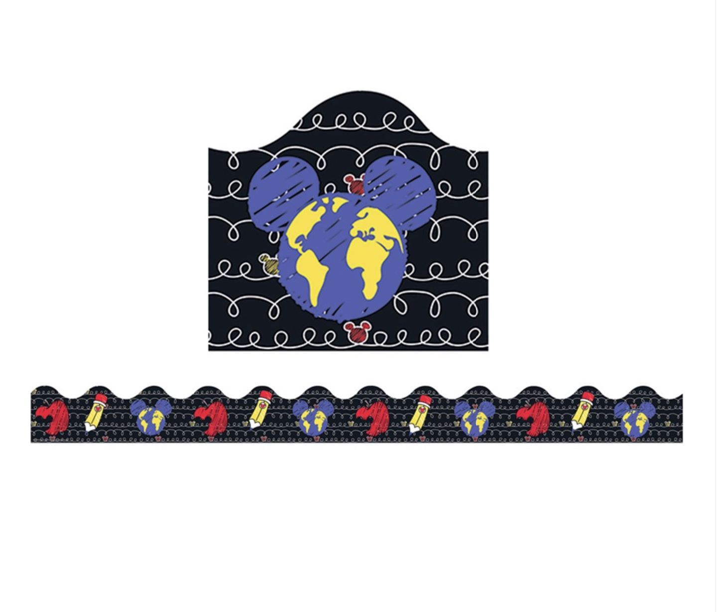 Mickey Color Pop Apple, Pencil, World Deco Trim Border