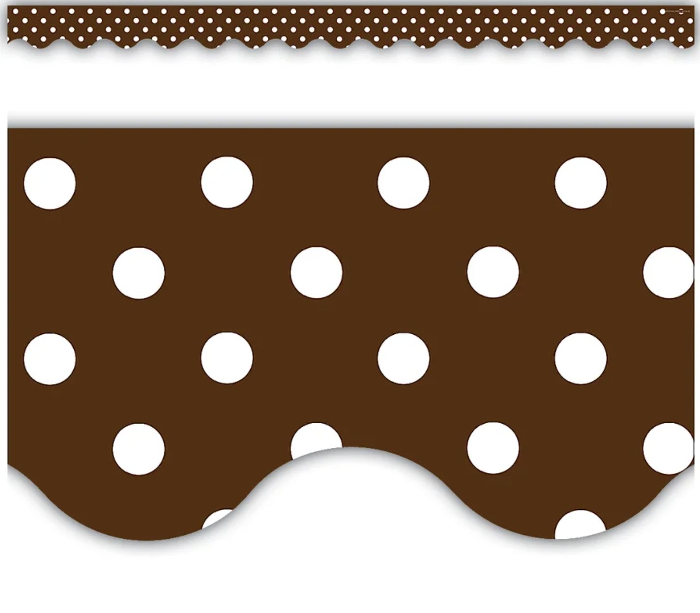 Chocolate Polka Dots Scalloped Border