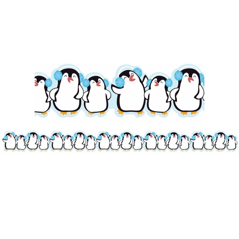 Winter Penguins Wide Deco Border Trim
