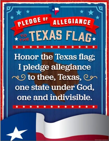TX Flag Pledge of Allegiance Chart Poster