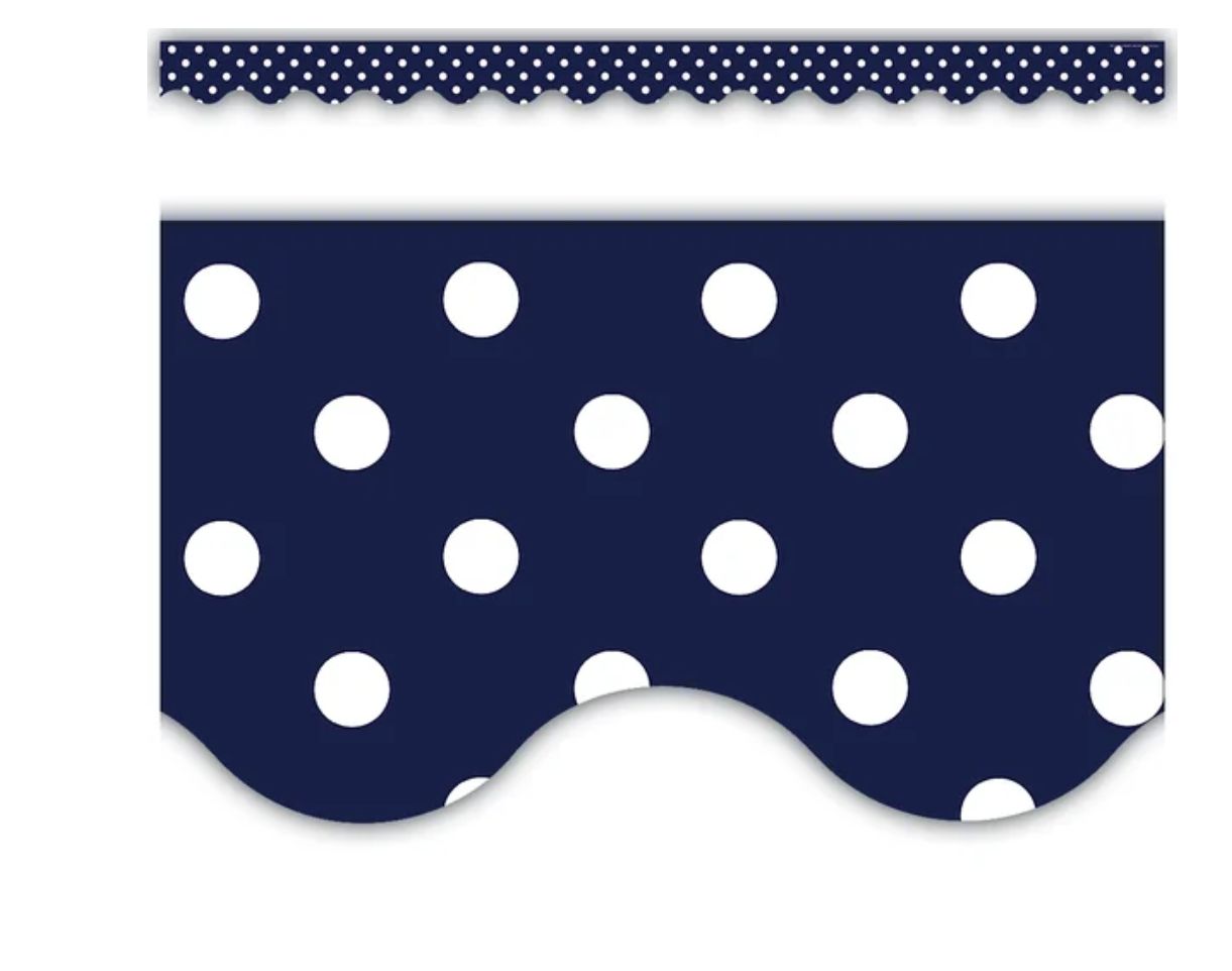 Navy Polka Dot Border Trim