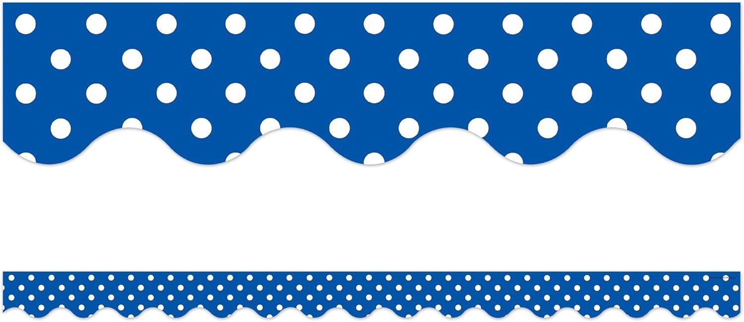 Blue Polka Dots Scalloped Border Trim