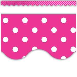 Hot Pink Polka Dots Scalloped Border Trim