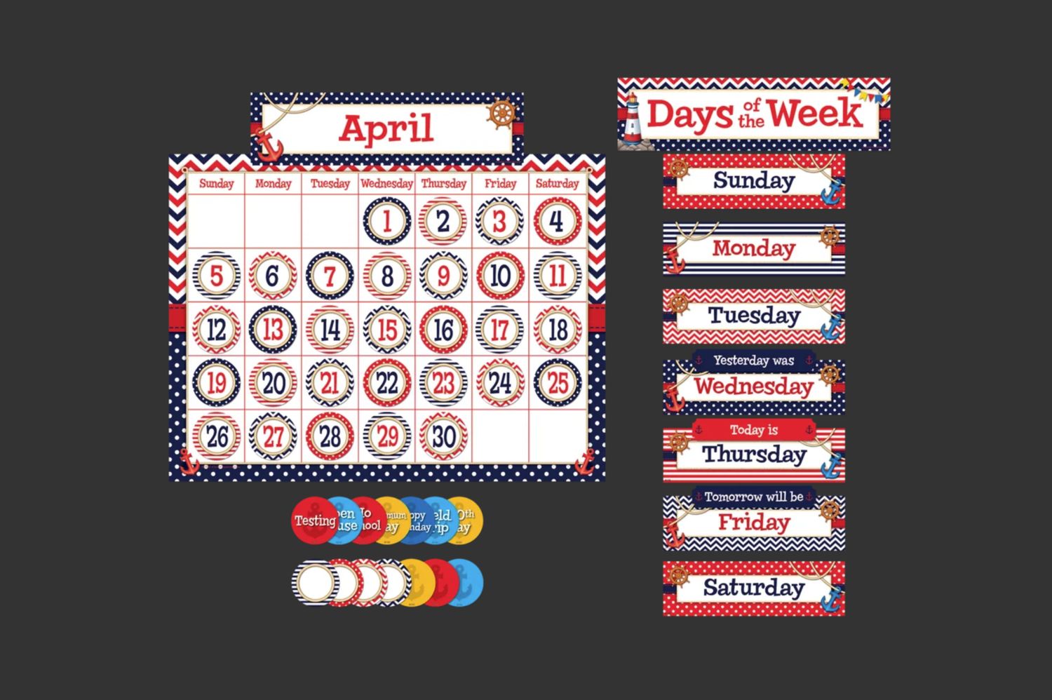 Nautical Calendar Bulletin Board Set