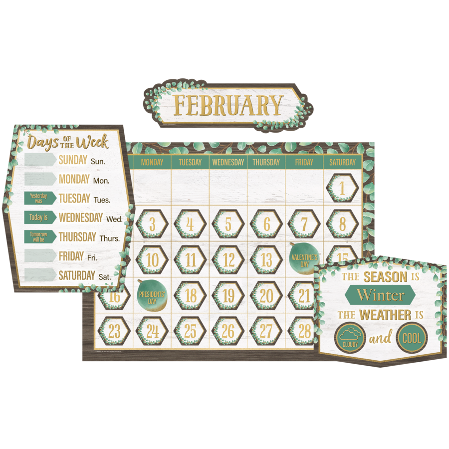 Eucalyptus Calendar Bulletin Board Set