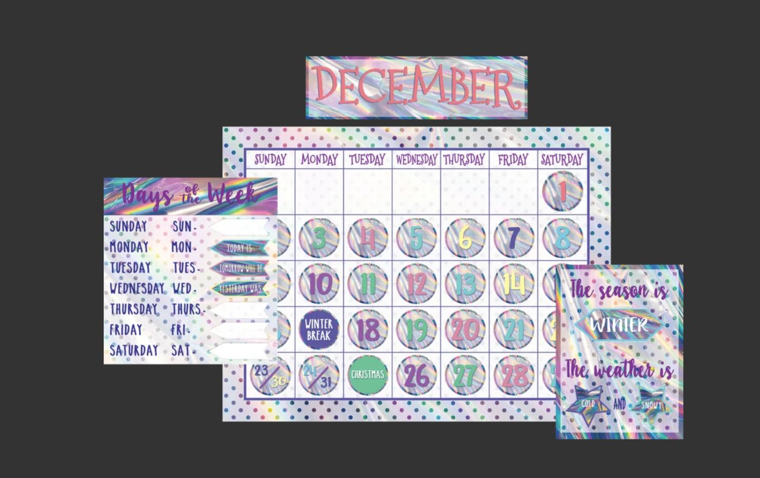 Iridescent Calendar Bulletin Board Set