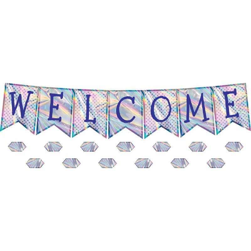 Iridescent Pennants Welcome Bulletin Board Set