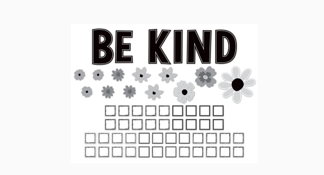 Black and White Floral Be Kind Bulletin Board Set