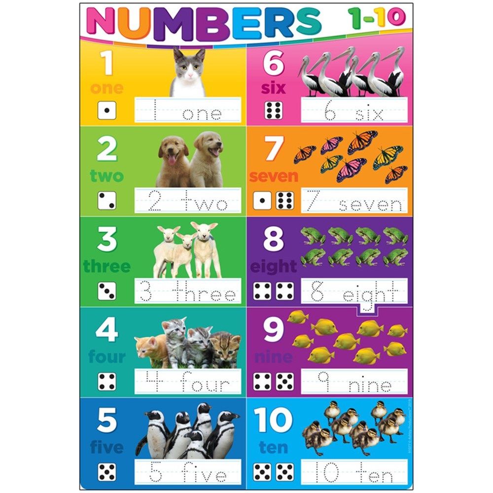 Numbers 1-10 13&quot; x 19&quot; Smart Poly® Chart