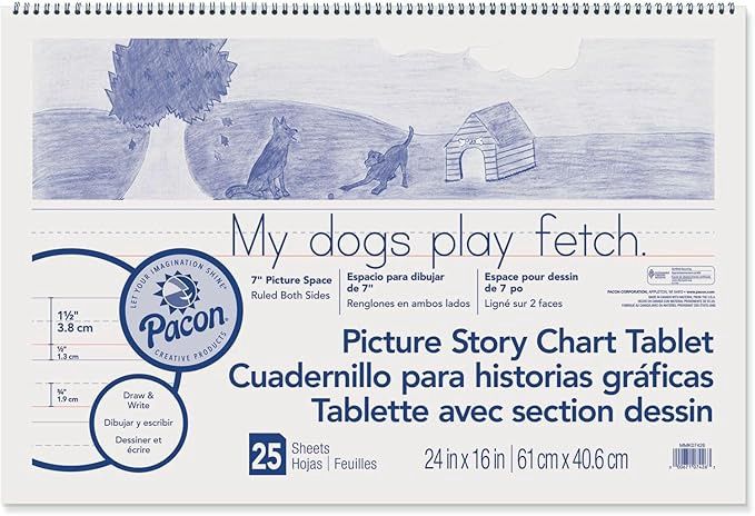 Picture Story Chart Tablet, 24-Inch x16-Inch, 1/2 Rld, 25Shts