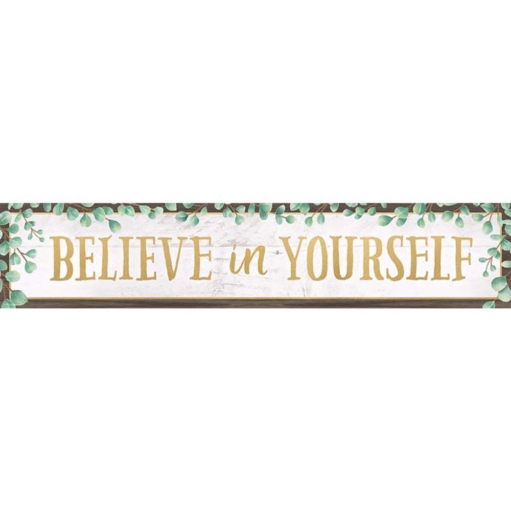 Eucalyptus Believe in Yourself Banner, 8&quot; x 39&quot;