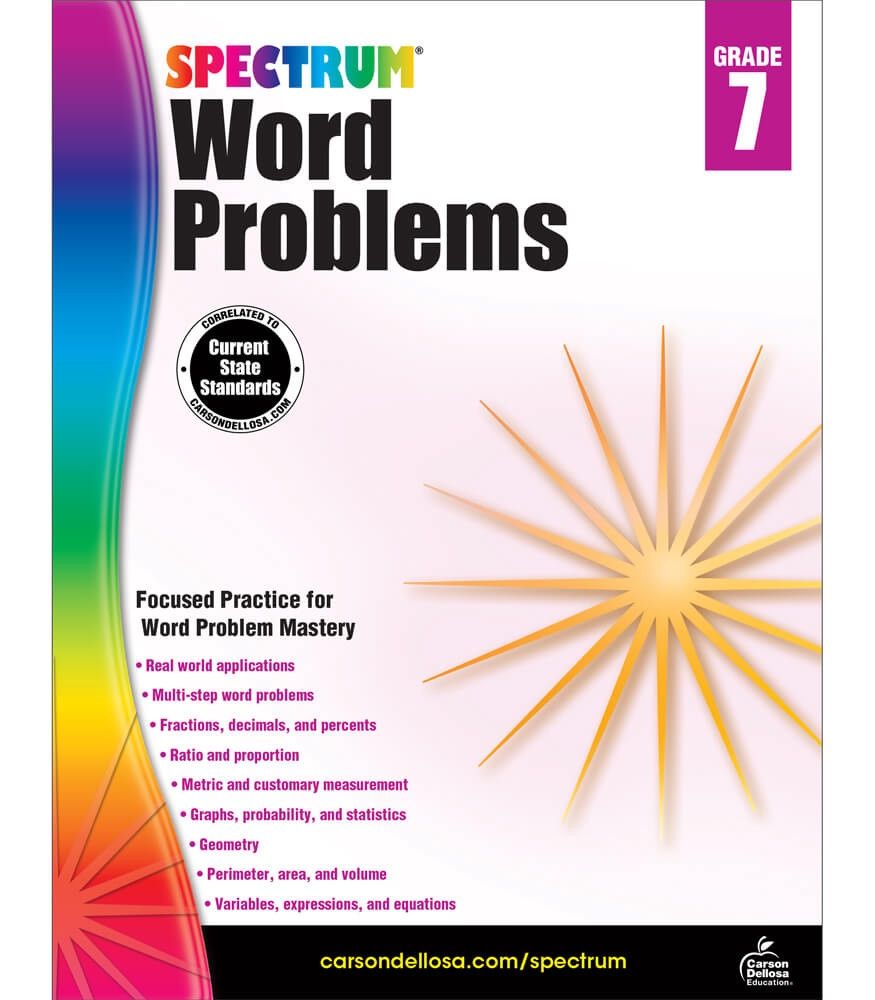 Spectrum Word Problems Workbook Grade 7 Paperback