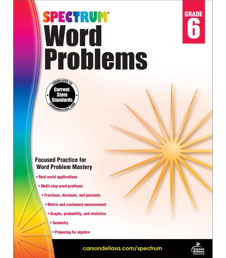 Spectrum Word Problems Workbook Grade 6 Paperback