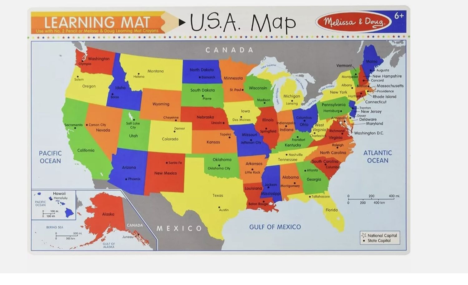 USA Map Learning Mat