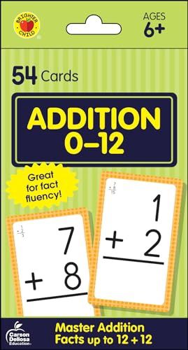 54 Addition Flash Cards, All Facts for Adding Through 12